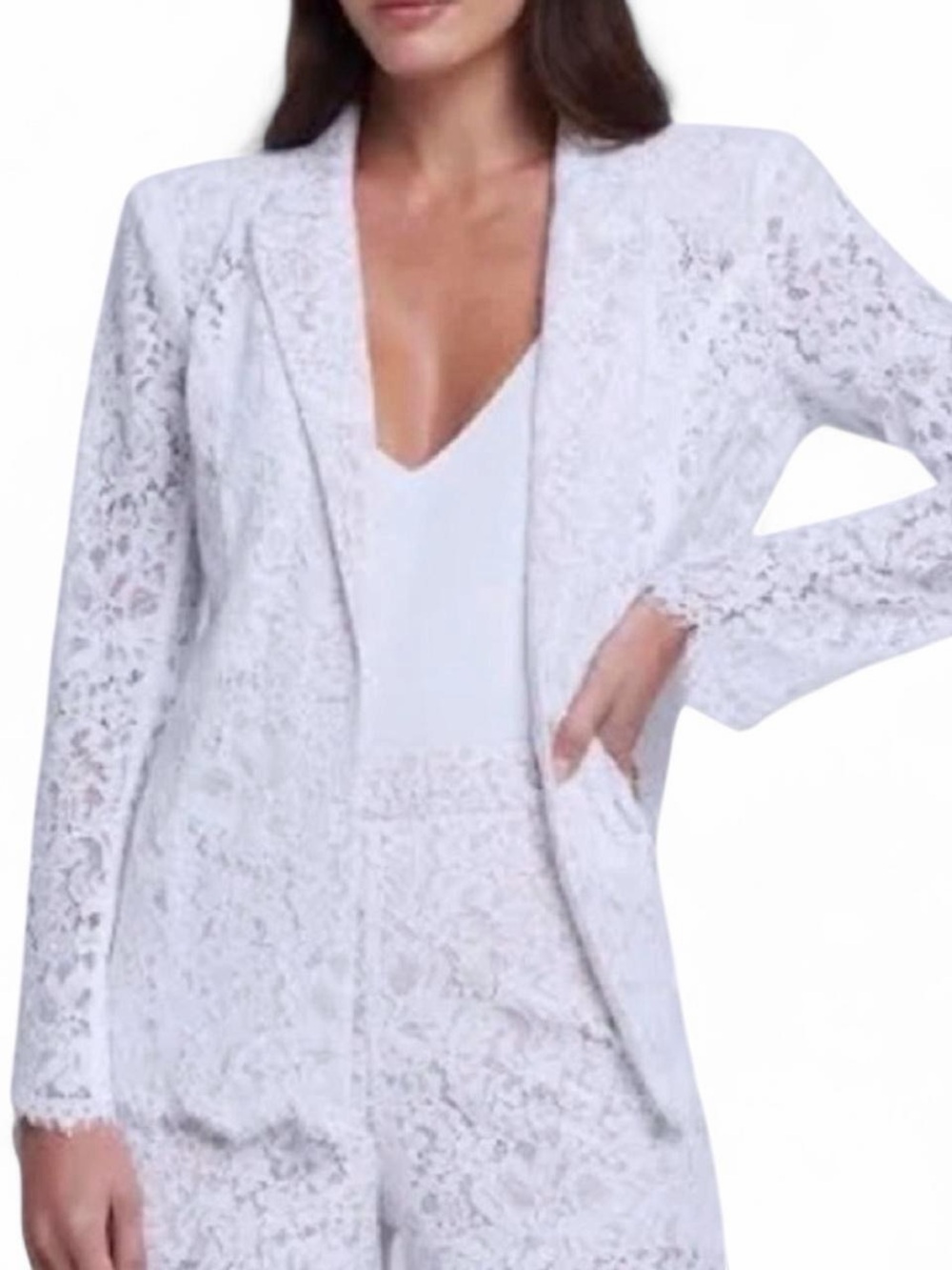 L'AGENCE White Lace Blazer